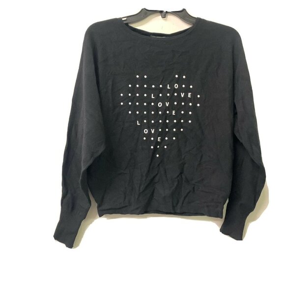 Chelsea & Theodore Womens Black LOVE Graphic Print Pullover Sweater - Picture 1 of 2
